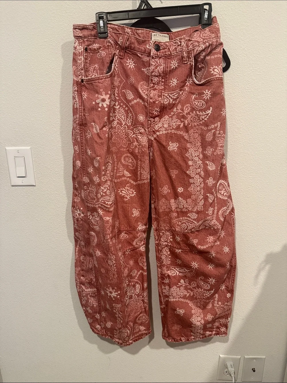 Free People Rust Paisley Wide Leg Pants